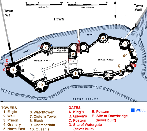 Historic map of Caernarfon Castle on display
