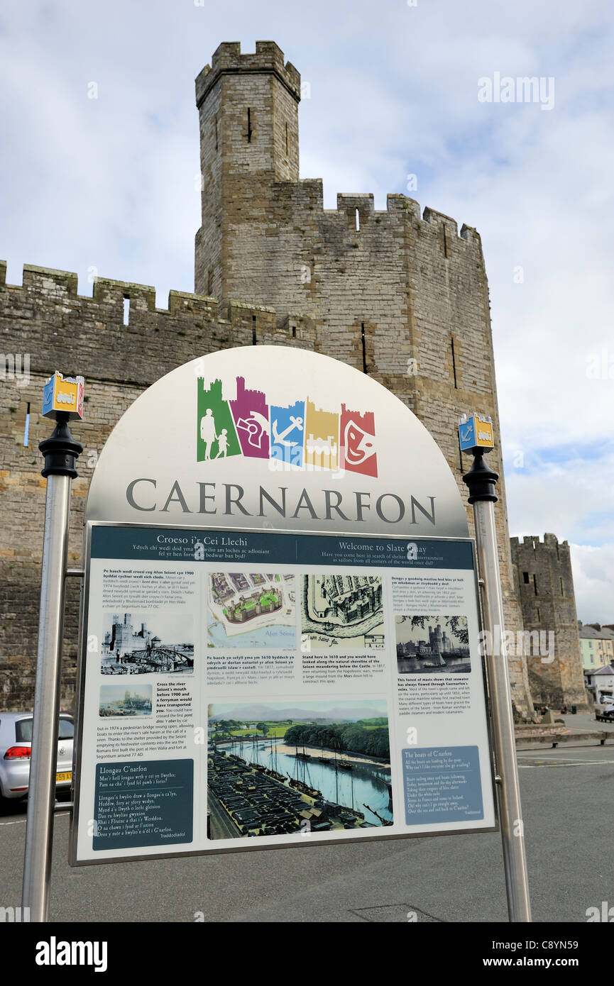 Caernarfon Castle entrance sign